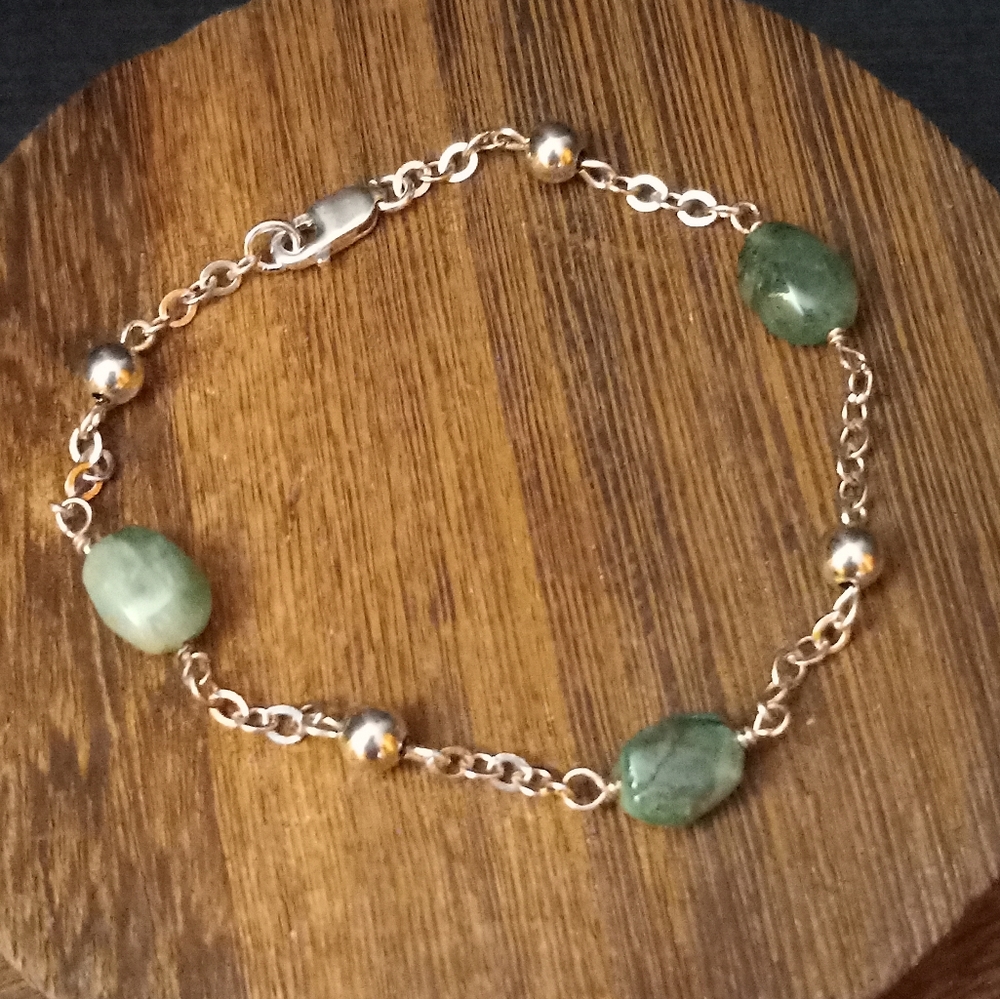 Sterling Silver Emerald Bead Bracelet